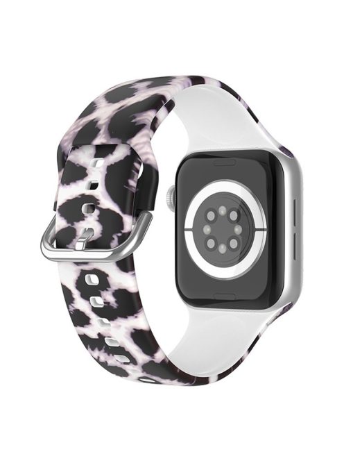 For Apple Watch Series 10 42mm / 9 8 7 41mm / 6 5 4 SE SE (2022) SE (2023) 40mm / 3 2 1 38mm Silicone Watch Strap - Purple Leopard