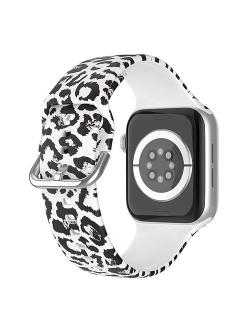 For Apple Watch Series 10 42mm / 9 8 7 41mm / 6 5 4 SE SE (2022) SE (2023) 40mm / 3 2 1 38mm Silicone Watch Strap - White Leopard