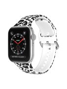 For Apple Watch Series 10 42mm / 9 8 7 41mm / 6 5 4 SE SE (2022) SE (2023) 40mm / 3 2 1 38mm Silicone Watch Strap - White Leopard