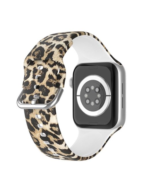 For Apple Watch Series 10 42mm / 9 8 7 41mm / 6 5 4 SE SE (2022) SE (2023) 40mm / 3 2 1 38mm Silicone Watch Strap - Yellow Leopard