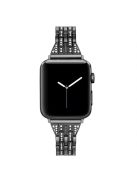 For Apple Watch Series 10 42mm / 9 8 7 41mm / 6 5 4 SE SE (2022) SE (2023) 40mm / 3 2 1 38mm Smart Watch Metal Strap Rhinestone Decor Replacement Wristband - Black