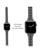 For Apple Watch Series 10 42mm / 9 8 7 41mm / 6 5 4 SE SE (2022) SE (2023) 40mm / 3 2 1 38mm Smart Watch Metal Strap Rhinestone Decor Replacement Wristband - Black