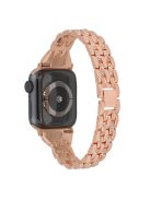 For Apple Watch Series 10 42mm / 9 8 7 41mm / 6 5 4 SE SE (2022) SE (2023) 40mm / 3 2 1 38mm Smart Watch Metal Strap Rhinestone Decor Replacement Wristband - Rose Gold