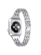 For Apple Watch Series 10 42mm / 9 8 7 41mm / 6 5 4 SE SE (2022) SE (2023) 40mm / 3 2 1 38mm Smart Watch Metal Strap Rhinestone Decor Replacement Wristband - Silver