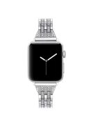 For Apple Watch Series 10 42mm / 9 8 7 41mm / 6 5 4 SE SE (2022) SE (2023) 40mm / 3 2 1 38mm Smart Watch Metal Strap Rhinestone Decor Replacement Wristband - Silver