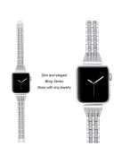 For Apple Watch Series 10 42mm / 9 8 7 41mm / 6 5 4 SE SE (2022) SE (2023) 40mm / 3 2 1 38mm Smart Watch Metal Strap Rhinestone Decor Replacement Wristband - Silver