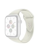 For Apple Watch Series 10 42mm / 9 8 7 41mm / 6 5 4 SE SE (2022) SE (2023) 40mm / 3 2 1 38mm Smart Watch Silicone Strap Watchband Replacement with Double Buttons Buckle, Size L - Antique White