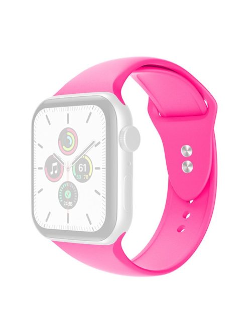 For Apple Watch Series 10 42mm / 9 8 7 41mm / 6 5 4 SE SE (2022) SE (2023) 40mm / 3 2 1 38mm Smart Watch Silicone Strap Watchband Replacement with Double Buttons Buckle, Size L - Barbie Pink