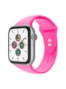 For Apple Watch Series 10 42mm / 9 8 7 41mm / 6 5 4 SE SE (2022) SE (2023) 40mm / 3 2 1 38mm Smart Watch Silicone Strap Watchband Replacement with Double Buttons Buckle, Size L - Barbie Pink