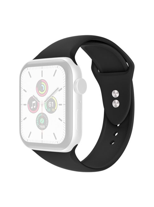 For Apple Watch Series 10 42mm / 9 8 7 41mm / 6 5 4 SE SE (2022) SE (2023) 40mm / 3 2 1 38mm Smart Watch Silicone Strap Watchband Replacement with Double Buttons Buckle, Size L - Black