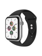 For Apple Watch Series 10 42mm / 9 8 7 41mm / 6 5 4 SE SE (2022) SE (2023) 40mm / 3 2 1 38mm Smart Watch Silicone Strap Watchband Replacement with Double Buttons Buckle, Size L - Black