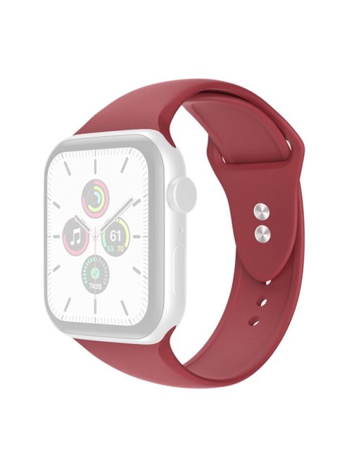 For Apple Watch Series 10 42mm / 9 8 7 41mm / 6 5 4 SE SE (2022) SE (2023) 40mm / 3 2 1 38mm Smart Watch Silicone Strap Watchband Replacement with Double Buttons Buckle, Size L - Dark Red