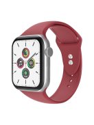 For Apple Watch Series 10 42mm / 9 8 7 41mm / 6 5 4 SE SE (2022) SE (2023) 40mm / 3 2 1 38mm Smart Watch Silicone Strap Watchband Replacement with Double Buttons Buckle, Size L - Dark Red