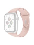 For Apple Watch Series 10 42mm / 9 8 7 41mm / 6 5 4 SE SE (2022) SE (2023) 40mm / 3 2 1 38mm Smart Watch Silicone Strap Watchband Replacement with Double Buttons Buckle, Size L - Light Pink