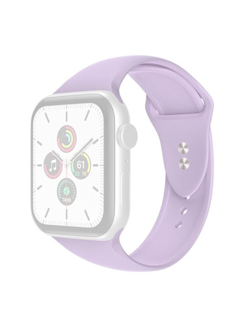 For Apple Watch Series 10 42mm / 9 8 7 41mm / 6 5 4 SE SE (2022) SE (2023) 40mm / 3 2 1 38mm Smart Watch Silicone Strap Watchband Replacement with Double Buttons Buckle, Size L - Light Purple