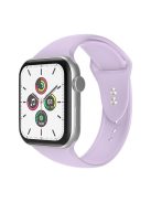 For Apple Watch Series 10 42mm / 9 8 7 41mm / 6 5 4 SE SE (2022) SE (2023) 40mm / 3 2 1 38mm Smart Watch Silicone Strap Watchband Replacement with Double Buttons Buckle, Size L - Light Purple