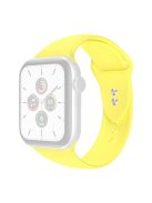 For Apple Watch Series 10 42mm / 9 8 7 41mm / 6 5 4 SE SE (2022) SE (2023) 40mm / 3 2 1 38mm Smart Watch Silicone Strap Watchband Replacement with Double Buttons Buckle, Size L - Light Yellow