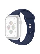 For Apple Watch Series 10 42mm / 9 8 7 41mm / 6 5 4 SE SE (2022) SE (2023) 40mm / 3 2 1 38mm Smart Watch Silicone Strap Watchband Replacement with Double Buttons Buckle, Size L - Midnight Blue