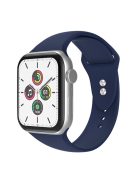 For Apple Watch Series 10 42mm / 9 8 7 41mm / 6 5 4 SE SE (2022) SE (2023) 40mm / 3 2 1 38mm Smart Watch Silicone Strap Watchband Replacement with Double Buttons Buckle, Size L - Midnight Blue