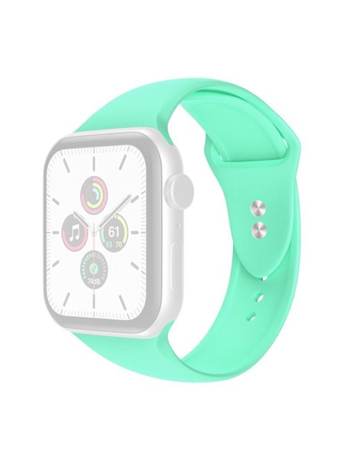 For Apple Watch Series 10 42mm / 9 8 7 41mm / 6 5 4 SE SE (2022) SE (2023) 40mm / 3 2 1 38mm Smart Watch Silicone Strap Watchband Replacement with Double Buttons Buckle, Size L - Mint Green