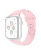 For Apple Watch Series 10 42mm / 9 8 7 41mm / 6 5 4 SE SE (2022) SE (2023) 40mm / 3 2 1 38mm Smart Watch Silicone Strap Watchband Replacement with Double Buttons Buckle, Size L - Pink