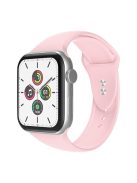 For Apple Watch Series 10 42mm / 9 8 7 41mm / 6 5 4 SE SE (2022) SE (2023) 40mm / 3 2 1 38mm Smart Watch Silicone Strap Watchband Replacement with Double Buttons Buckle, Size L - Pink