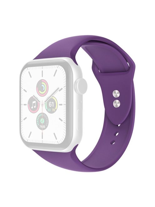 For Apple Watch Series 10 42mm / 9 8 7 41mm / 6 5 4 SE SE (2022) SE (2023) 40mm / 3 2 1 38mm Smart Watch Silicone Strap Watchband Replacement with Double Buttons Buckle, Size L - Purple