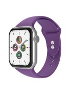 For Apple Watch Series 10 42mm / 9 8 7 41mm / 6 5 4 SE SE (2022) SE (2023) 40mm / 3 2 1 38mm Smart Watch Silicone Strap Watchband Replacement with Double Buttons Buckle, Size L - Purple