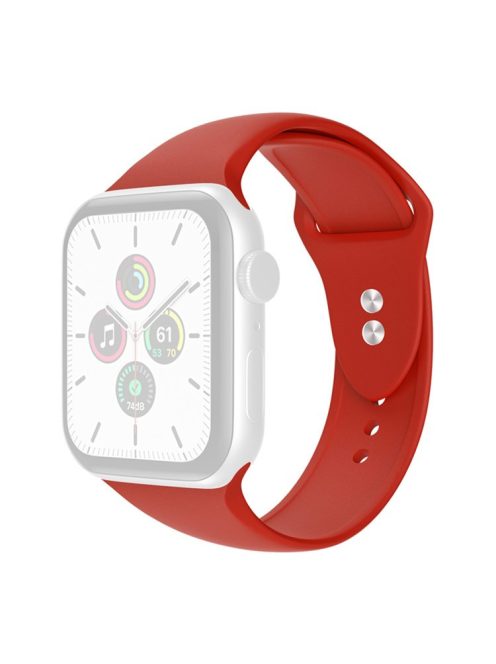 For Apple Watch Series 10 42mm / 9 8 7 41mm / 6 5 4 SE SE (2022) SE (2023) 40mm / 3 2 1 38mm Smart Watch Silicone Strap Watchband Replacement with Double Buttons Buckle, Size L - Red