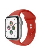 For Apple Watch Series 10 42mm / 9 8 7 41mm / 6 5 4 SE SE (2022) SE (2023) 40mm / 3 2 1 38mm Smart Watch Silicone Strap Watchband Replacement with Double Buttons Buckle, Size L - Red