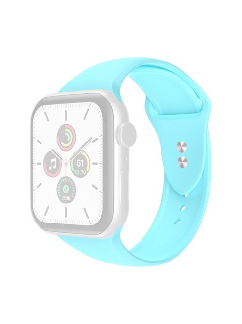 For Apple Watch Series 10 42mm / 9 8 7 41mm / 6 5 4 SE SE (2022) SE (2023) 40mm / 3 2 1 38mm Smart Watch Silicone Strap Watchband Replacement with Double Buttons Buckle, Size L - Sky Blue