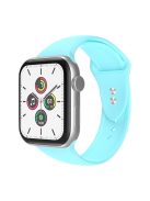 For Apple Watch Series 10 42mm / 9 8 7 41mm / 6 5 4 SE SE (2022) SE (2023) 40mm / 3 2 1 38mm Smart Watch Silicone Strap Watchband Replacement with Double Buttons Buckle, Size L - Sky Blue