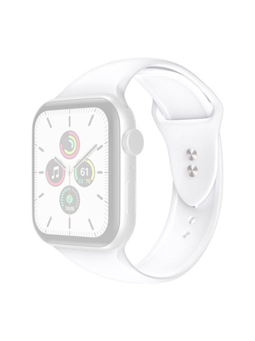 For Apple Watch Series 10 42mm / 9 8 7 41mm / 6 5 4 SE SE (2022) SE (2023) 40mm / 3 2 1 38mm Smart Watch Silicone Strap Watchband Replacement with Double Buttons Buckle, Size L - White