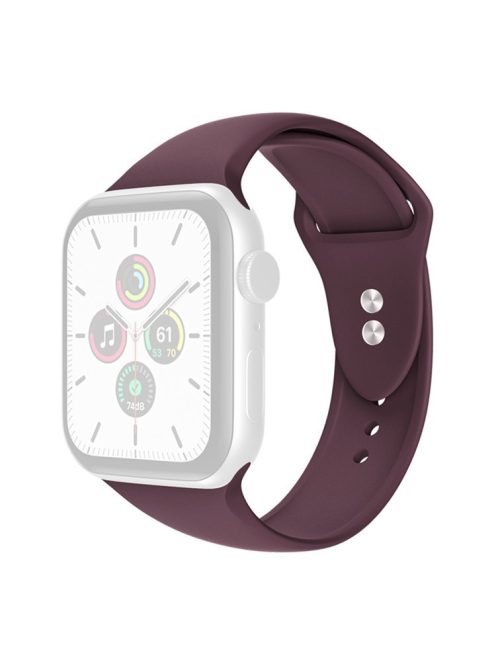 For Apple Watch Series 10 42mm / 9 8 7 41mm / 6 5 4 SE SE (2022) SE (2023) 40mm / 3 2 1 38mm Smart Watch Silicone Strap Watchband Replacement with Double Buttons Buckle, Size L - Wine Red