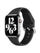 For Apple Watch Series 10 42mm / 9 8 7 41mm / 6 5 4 SE SE (2022) SE (2023) 40mm / 3 2 1 38mm Soft Silicone Watch Band Adjustable Wrist Strap with Silver Pin Buckle - Black