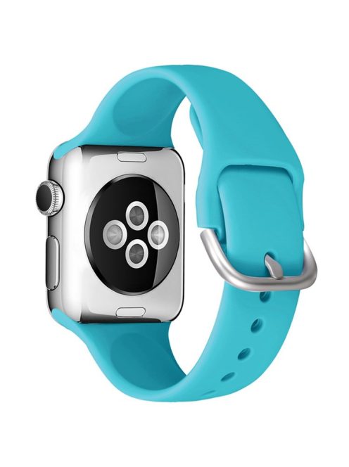 For Apple Watch Series 10 42mm / 9 8 7 41mm / 6 5 4 SE SE (2022) SE (2023) 40mm / 3 2 1 38mm Soft Silicone Watch Band Adjustable Wrist Strap with Silver Pin Buckle - Green