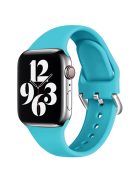 For Apple Watch Series 10 42mm / 9 8 7 41mm / 6 5 4 SE SE (2022) SE (2023) 40mm / 3 2 1 38mm Soft Silicone Watch Band Adjustable Wrist Strap with Silver Pin Buckle - Green