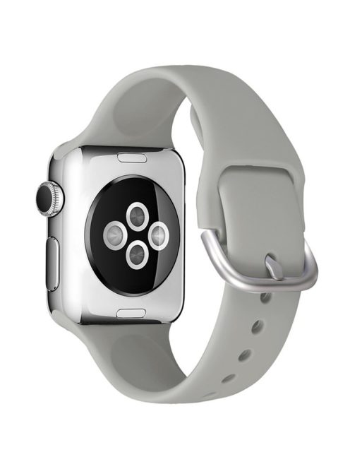 For Apple Watch Series 10 42mm / 9 8 7 41mm / 6 5 4 SE SE (2022) SE (2023) 40mm / 3 2 1 38mm Soft Silicone Watch Band Adjustable Wrist Strap with Silver Pin Buckle - Grey