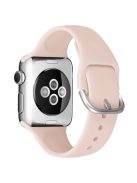 For Apple Watch Series 10 42mm / 9 8 7 41mm / 6 5 4 SE SE (2022) SE (2023) 40mm / 3 2 1 38mm Soft Silicone Watch Band Adjustable Wrist Strap with Silver Pin Buckle - Light Pink