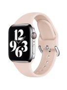 For Apple Watch Series 10 42mm / 9 8 7 41mm / 6 5 4 SE SE (2022) SE (2023) 40mm / 3 2 1 38mm Soft Silicone Watch Band Adjustable Wrist Strap with Silver Pin Buckle - Light Pink