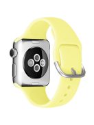 For Apple Watch Series 10 42mm / 9 8 7 41mm / 6 5 4 SE SE (2022) SE (2023) 40mm / 3 2 1 38mm Soft Silicone Watch Band Adjustable Wrist Strap with Silver Pin Buckle - Light Yellow