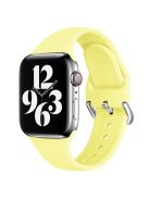 For Apple Watch Series 10 42mm / 9 8 7 41mm / 6 5 4 SE SE (2022) SE (2023) 40mm / 3 2 1 38mm Soft Silicone Watch Band Adjustable Wrist Strap with Silver Pin Buckle - Light Yellow