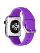 For Apple Watch Series 10 42mm / 9 8 7 41mm / 6 5 4 SE SE (2022) SE (2023) 40mm / 3 2 1 38mm Soft Silicone Watch Band Adjustable Wrist Strap with Silver Pin Buckle - Purple