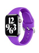 For Apple Watch Series 10 42mm / 9 8 7 41mm / 6 5 4 SE SE (2022) SE (2023) 40mm / 3 2 1 38mm Soft Silicone Watch Band Adjustable Wrist Strap with Silver Pin Buckle - Purple