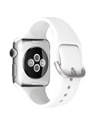 For Apple Watch Series 10 42mm / 9 8 7 41mm / 6 5 4 SE SE (2022) SE (2023) 40mm / 3 2 1 38mm Soft Silicone Watch Band Adjustable Wrist Strap with Silver Pin Buckle - White