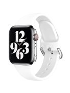 For Apple Watch Series 10 42mm / 9 8 7 41mm / 6 5 4 SE SE (2022) SE (2023) 40mm / 3 2 1 38mm Soft Silicone Watch Band Adjustable Wrist Strap with Silver Pin Buckle - White