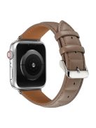 For Apple Watch Series 10 42mm / 9 8 7 41mm / 6 5 4 SE SE (2022) SE (2023) 40mm / 3 2 1 38mm Square Imprinted Texture Genuine Leather Replacement Strap Wrist Band - Grey