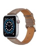 For Apple Watch Series 10 42mm / 9 8 7 41mm / 6 5 4 SE SE (2022) SE (2023) 40mm / 3 2 1 38mm Square Imprinted Texture Genuine Leather Replacement Strap Wrist Band - Grey