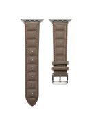 For Apple Watch Series 10 42mm / 9 8 7 41mm / 6 5 4 SE SE (2022) SE (2023) 40mm / 3 2 1 38mm Square Imprinted Texture Genuine Leather Replacement Strap Wrist Band - Grey