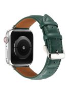 For Apple Watch Series 10 42mm / 9 8 7 41mm / 6 5 4 SE SE (2022) SE (2023) 40mm / 3 2 1 38mm Square Imprinted Texture Genuine Leather Replacement Strap Wrist Band - Midnight Green